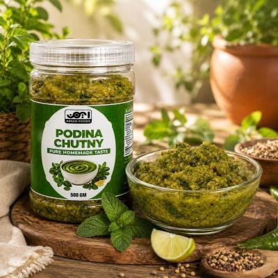 Aiman Foods Podina Chutney (Mint Chutney) - 500 GM | Pure Homemade Taste