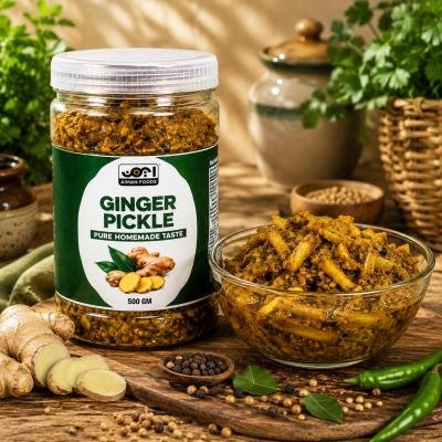 Aiman Foods Ginger Pickle (Adrak ka Achar) - 500 GM | Pure Homemade Taste